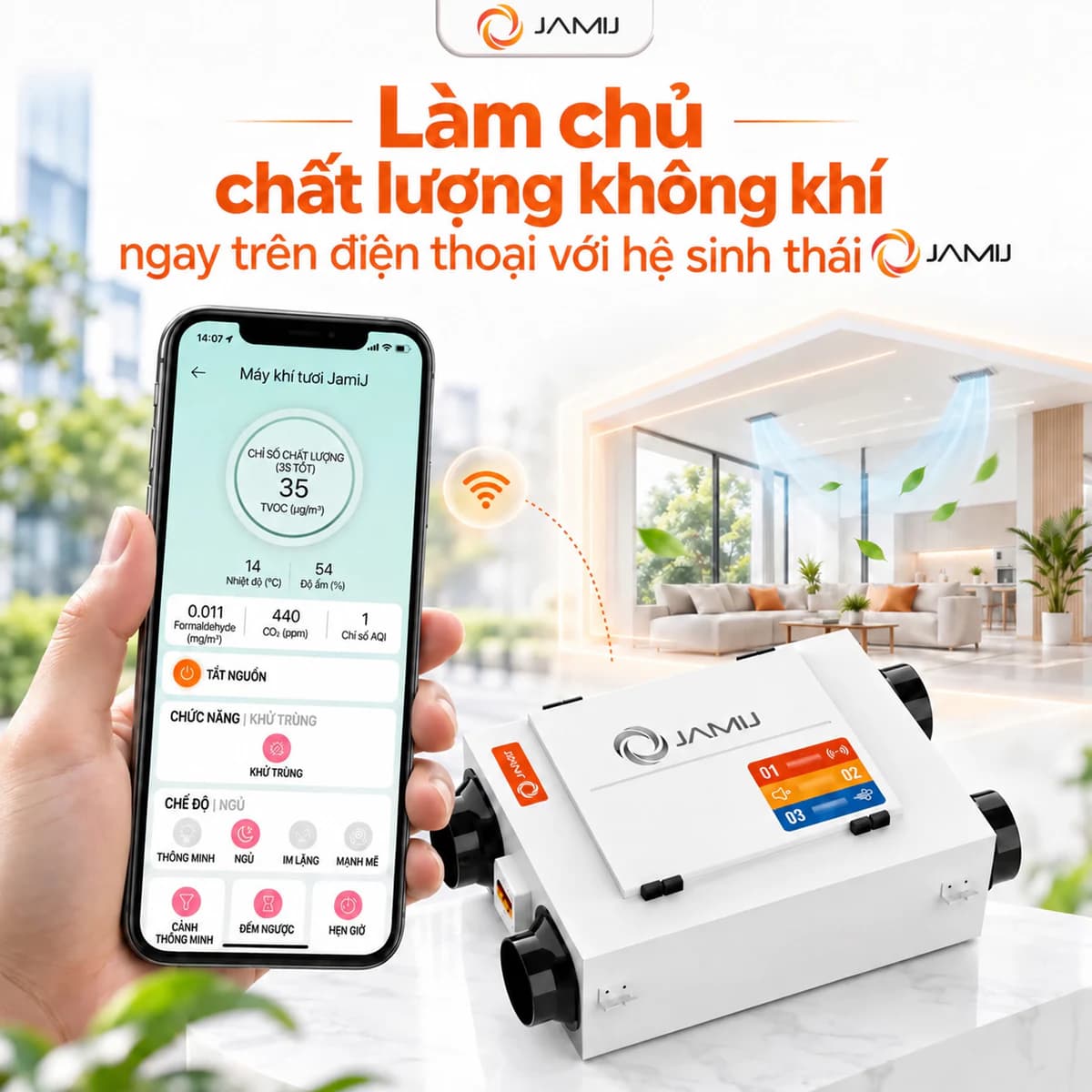Điều khiển và theo dõi chất lượng không khí trên điện thoại